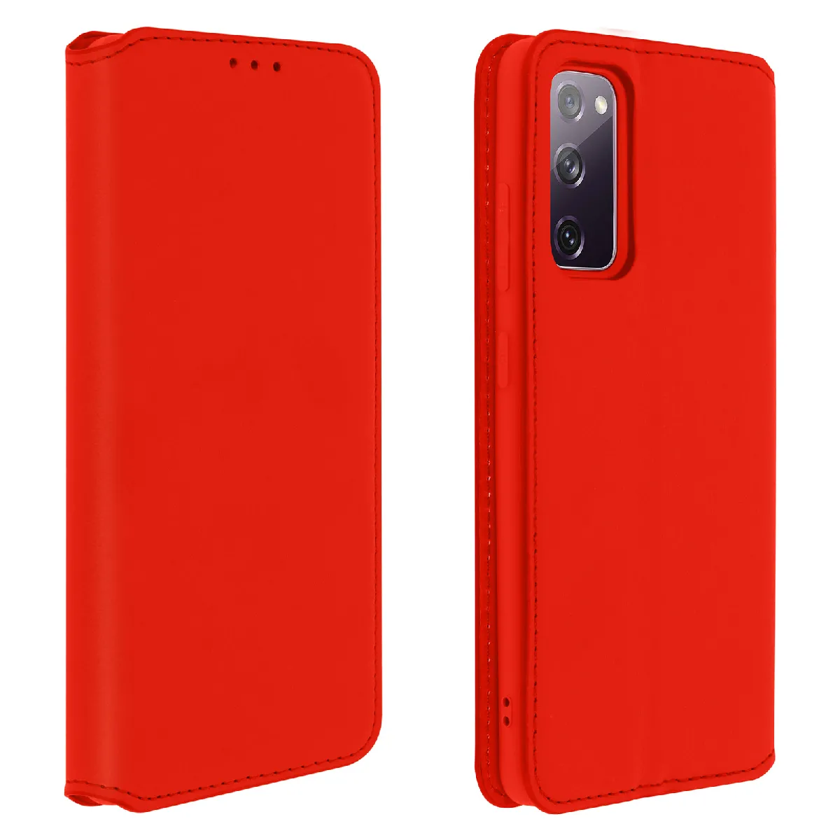 Avizar Rouge Housse Pour Samsung Galaxy S20 Fe Folio Portefeuille Fonction Support