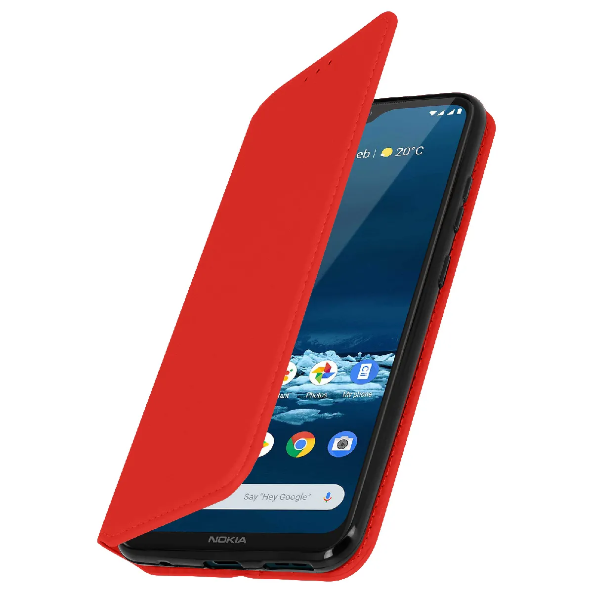 Avizar Rouge Etui Portefeuille Pour Nokia 5.3 Clapet Magnétique Avec Support