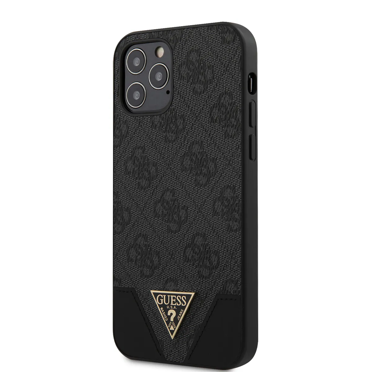 Guess Gris Coque Pour Iphone 12 / 12 Pro Motif 4G Avec Logo Triangle
