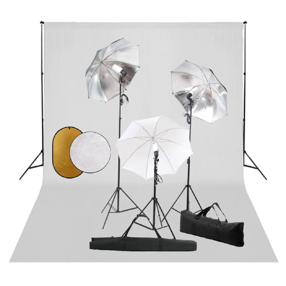 vidaXL Kit de studio photo - Lampes et réflecteur