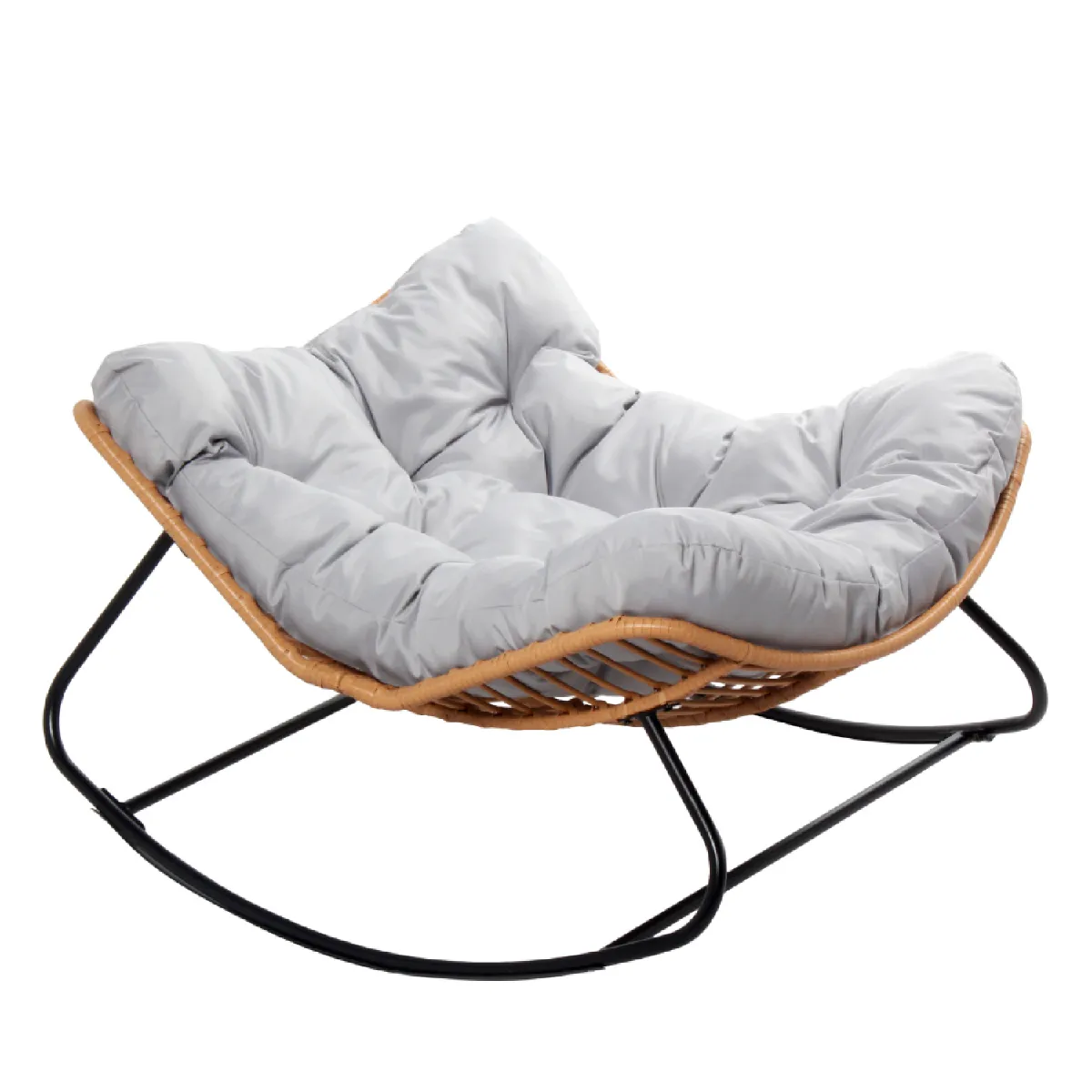 Fauteuil à bascule en résine tressée coussin gris CANGGU