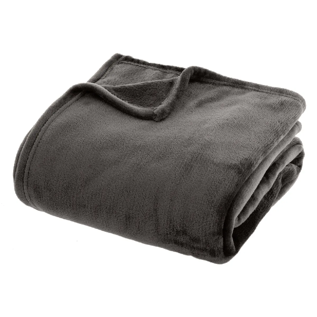 ATMOSPHERA  - Grand Plaid en flanelle uni - 230x180 - Gris fonc&eacute;