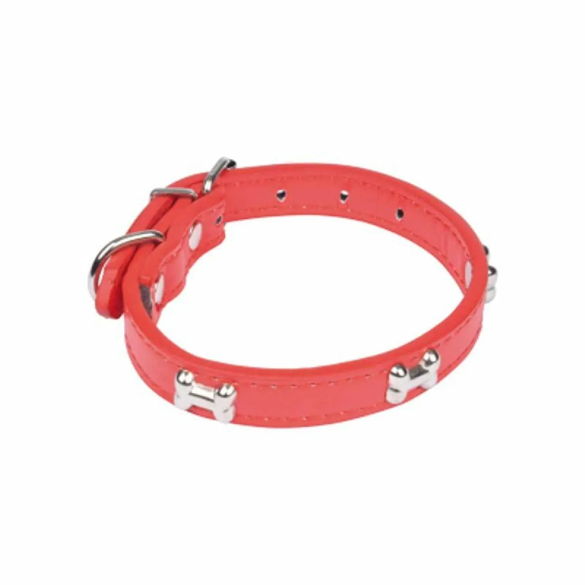 Meilleurs prix pour collier avec charms os en simili cuir 35*1.6cm - rouge