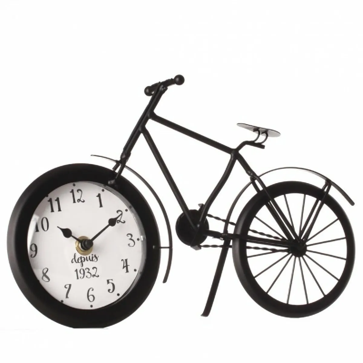 Générique Noir Horloge Vélo Métal