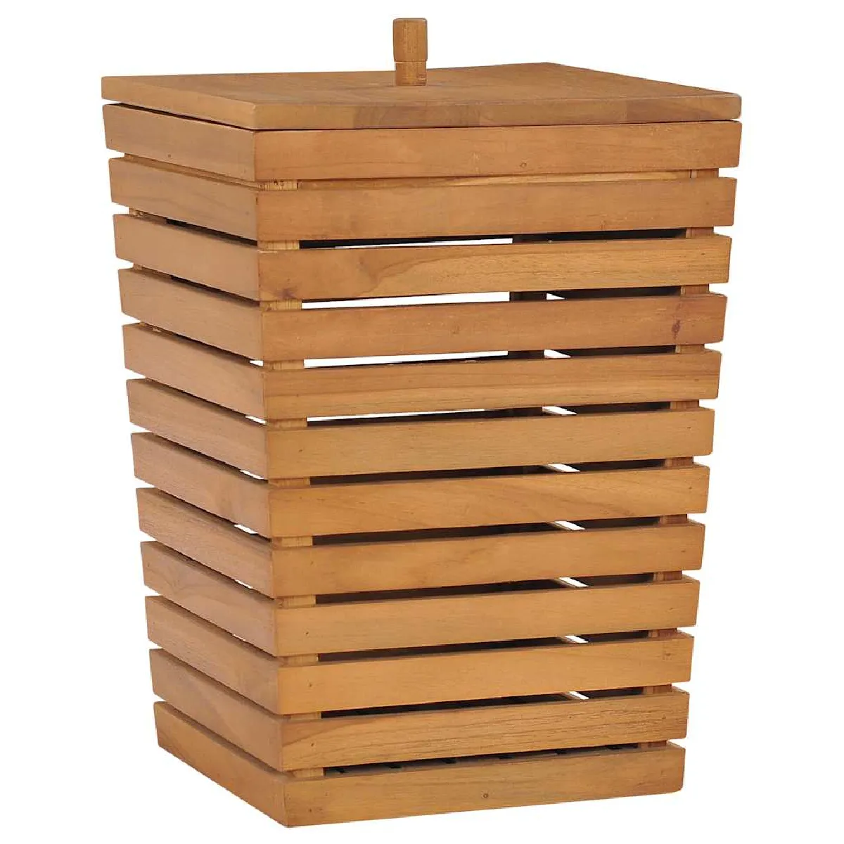 Vidaxl Panier À Linge Teck Massif