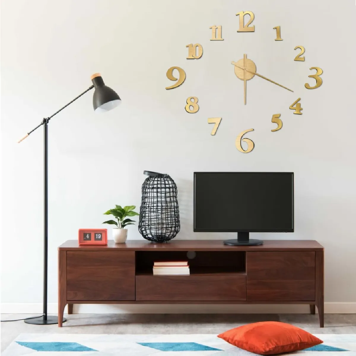 Non Communiqué Marron Horloge Murale - Vidaxl - Design Moderne 3D - Doré - 100 Cm - Xxl - Image 3