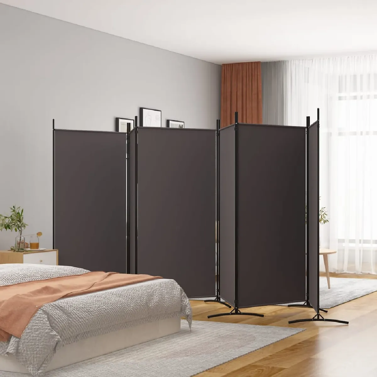Vidaxl Cloison de séparation 6 panneaux Marron 240x180 cm - vue 3