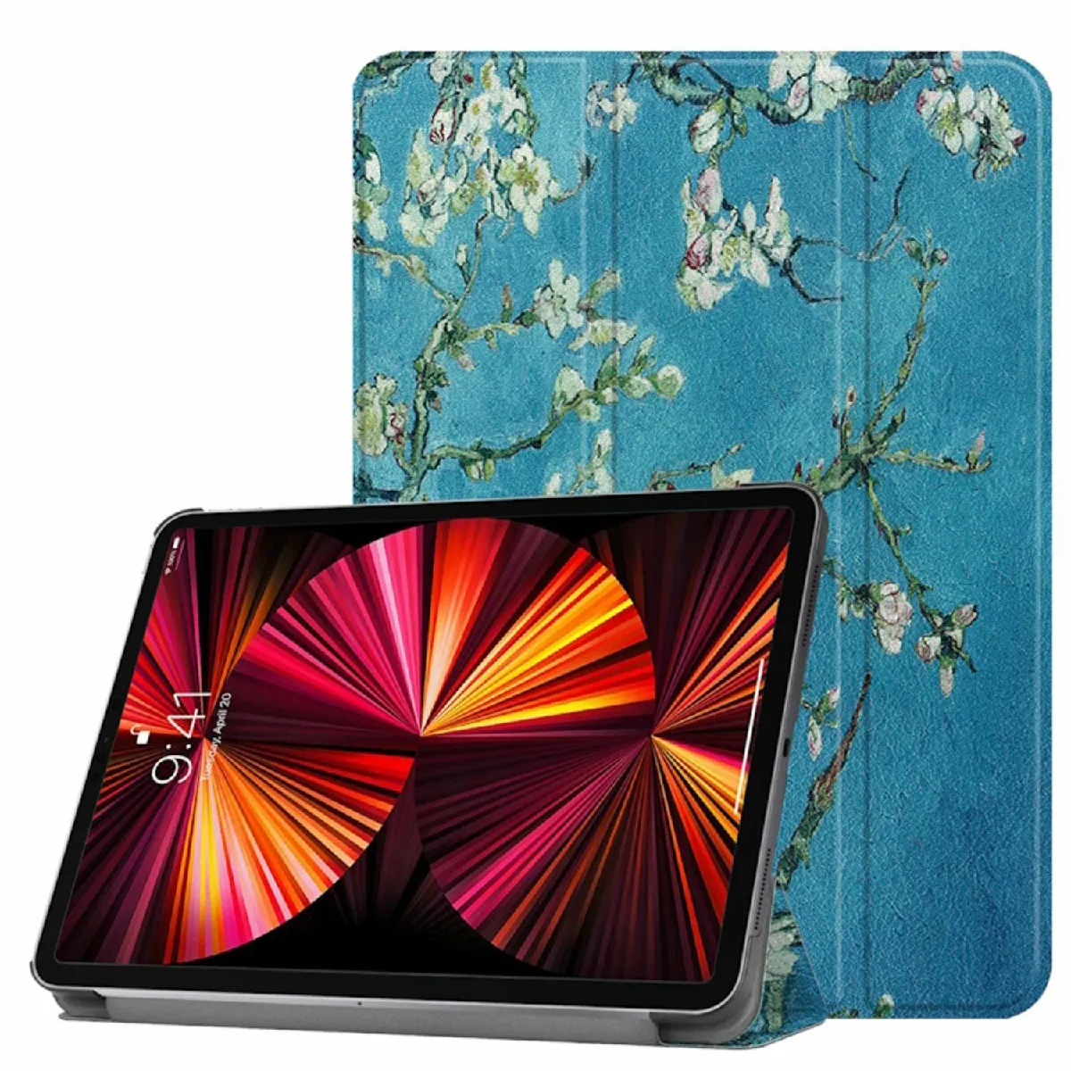 Ilike Housse De Tablette Avec Support Triangulaire Sakura Pour Samsung Galaxy Tab S9 Fe+