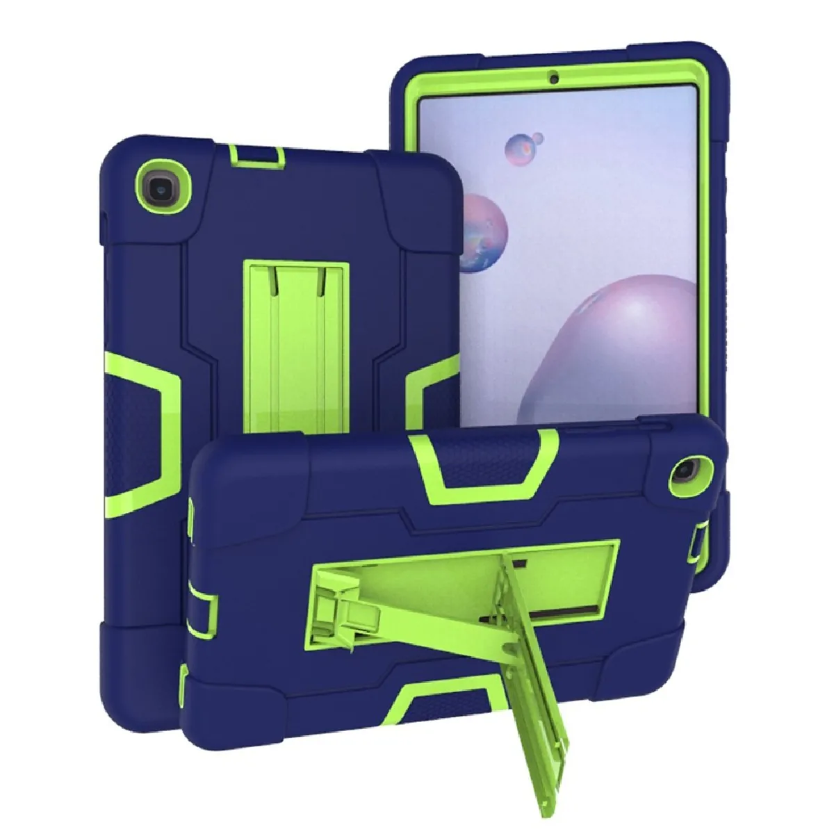 Générique Bleu/Vert Coque Tablette Tpu Avec Béquille Pour Samsung Galaxy Tab A 8.4 (2020) - Foncé Et