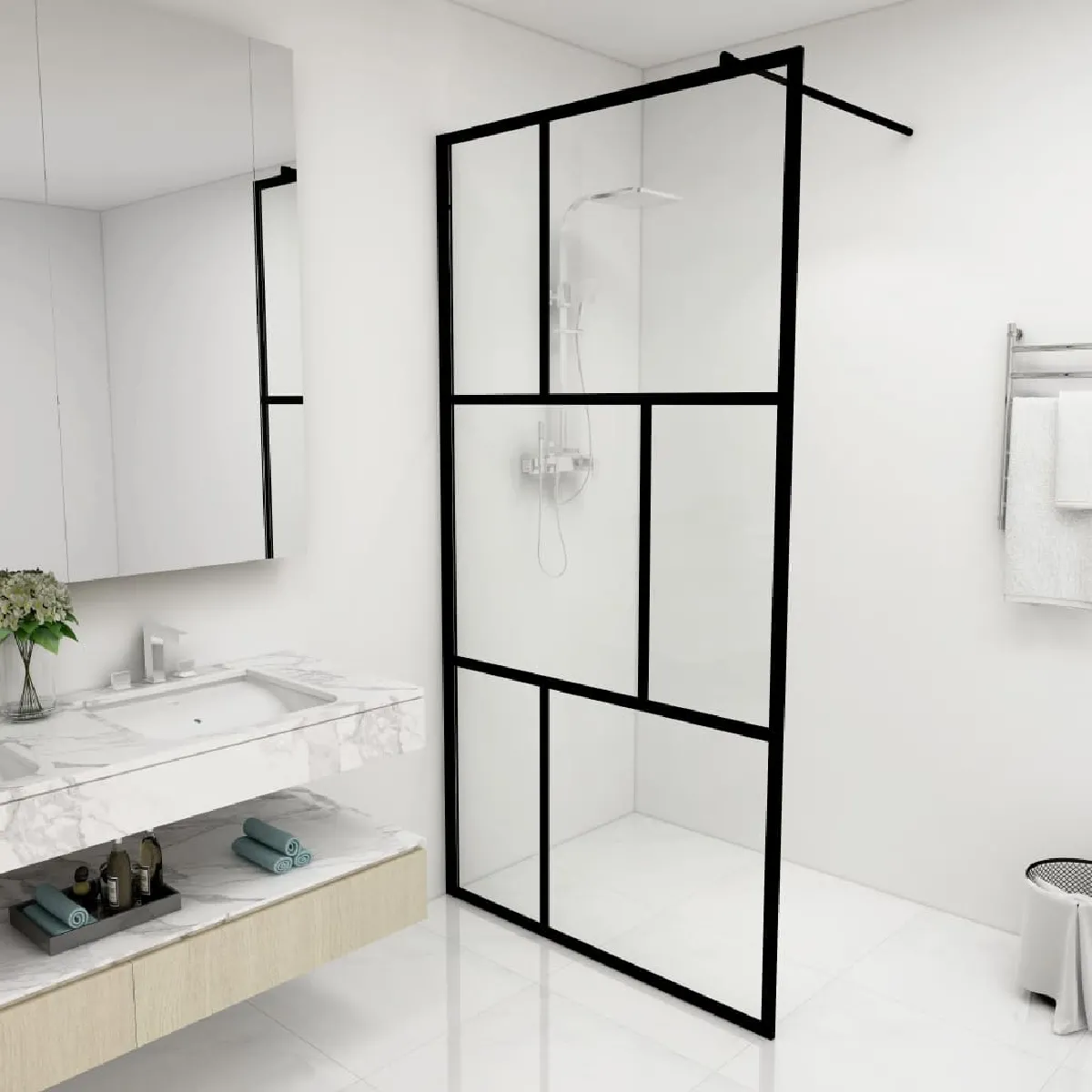 vidaXL Paroi de douche à 'italienne avec verre trempé 100x195 cm - vue 2