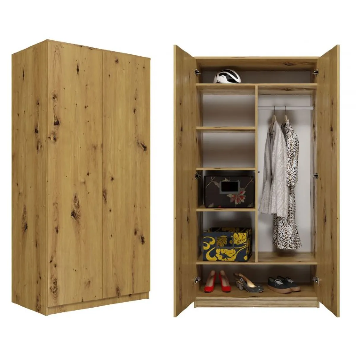 Armoire penderie 2 portes - Marron