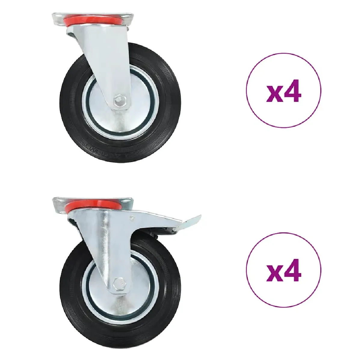 Vidaxl 8 Pcs Roulettes Pivotantes 200 Mm - Image 3