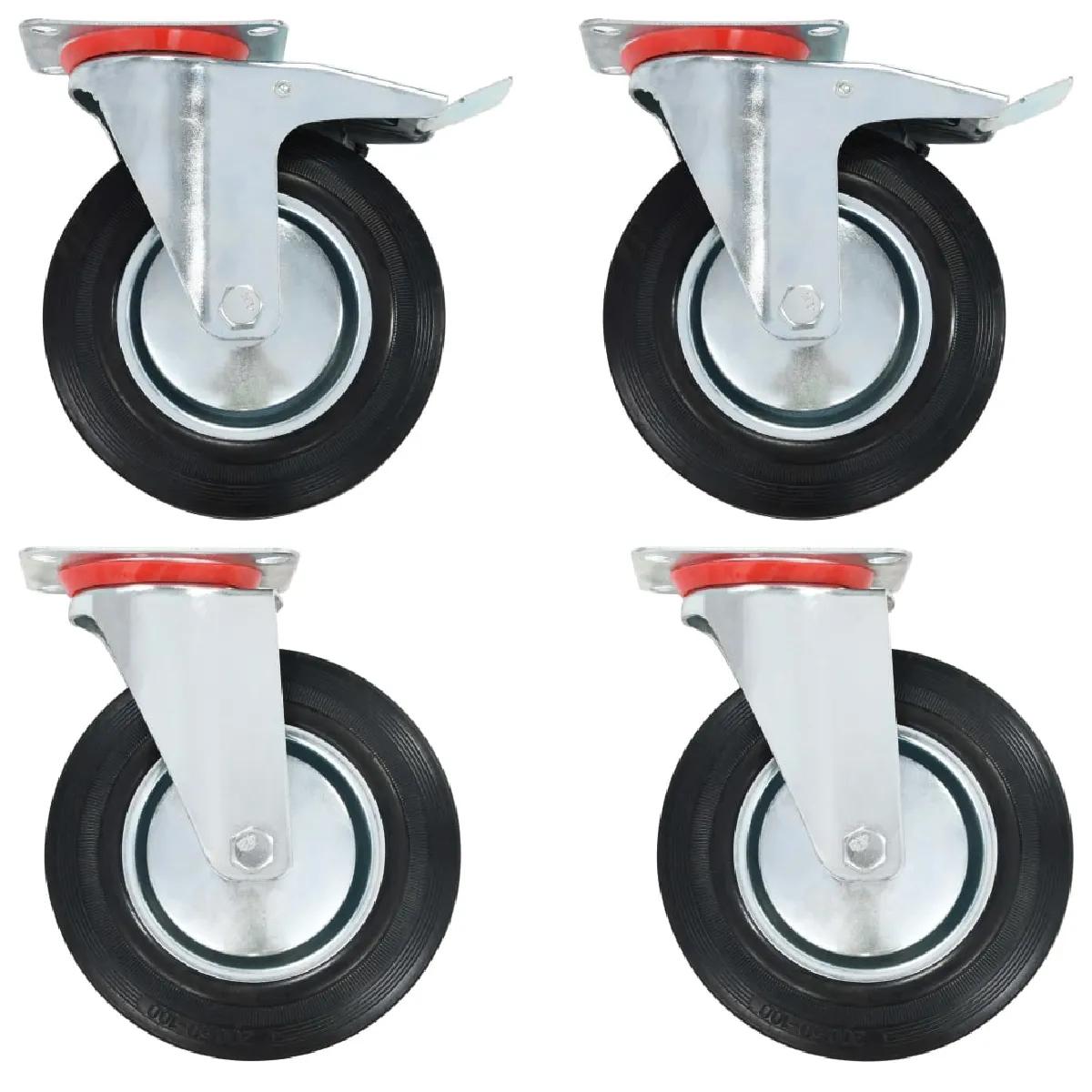 Vidaxl Noir Roulettes Pivotantes 4 Pcs 200 Mm - Image 3