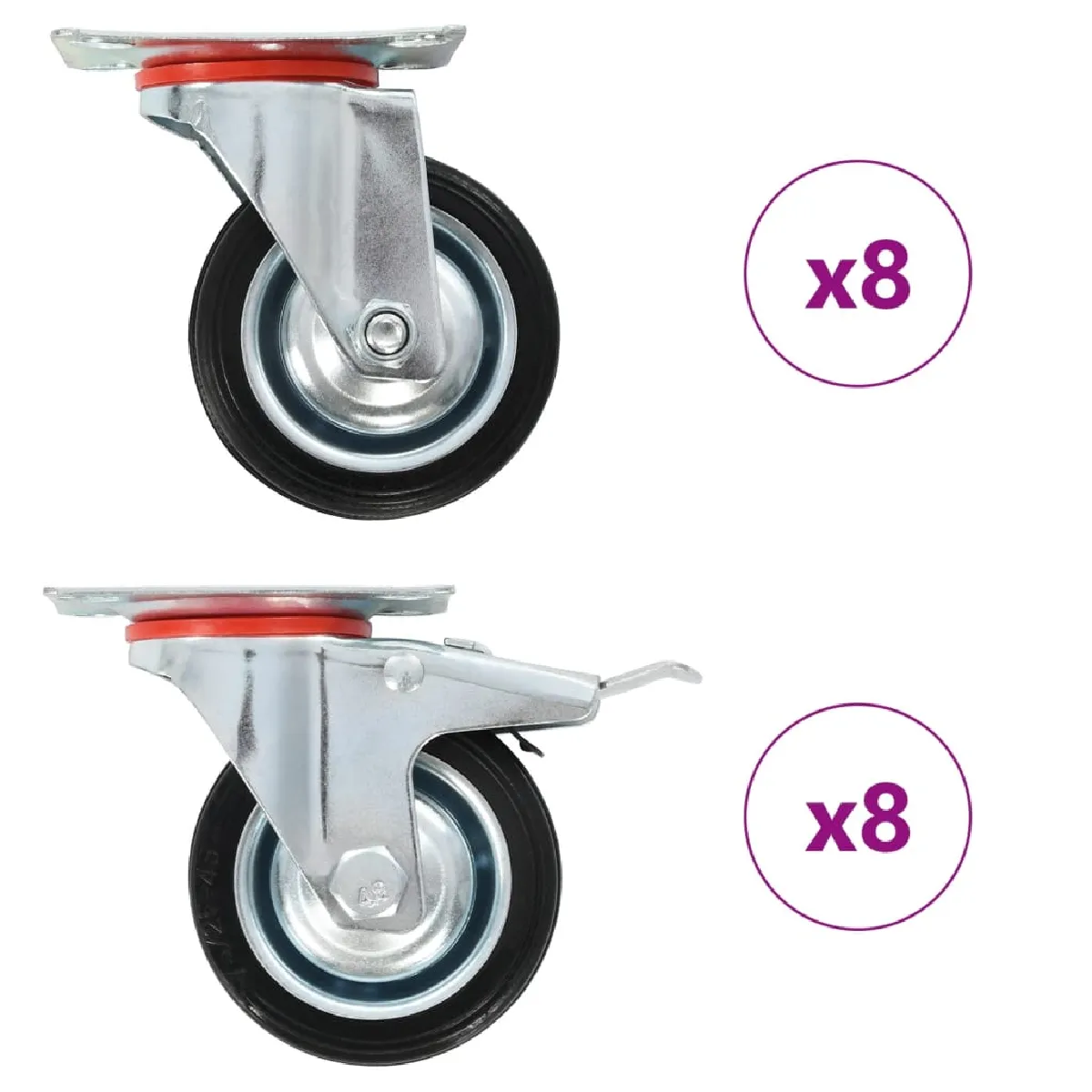 Vidaxl 16 Pcs Roulettes Pivotantes 75 Mm - Image 3