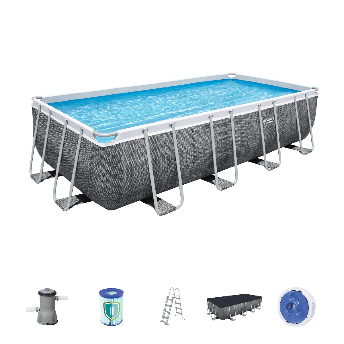 BESTWAY Piscine Rectangulaire Power Steel 488 x 244 x 122 cm