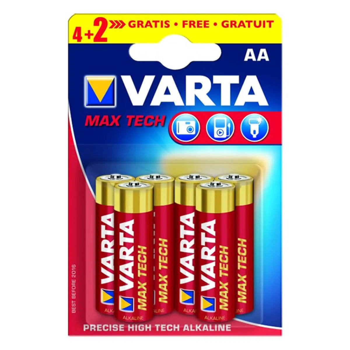 VARTA Pile  Max Tech AA06 4+2pcs alcaline cylindrique pack 6 pi&egrave;ces