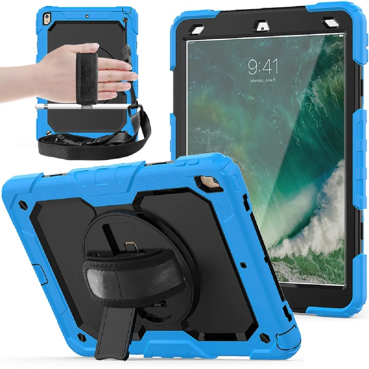 Générique Bleu Coque Tablette Avec Sangle Pour Apple Ipad Air (2019) - 10,5 Pouces