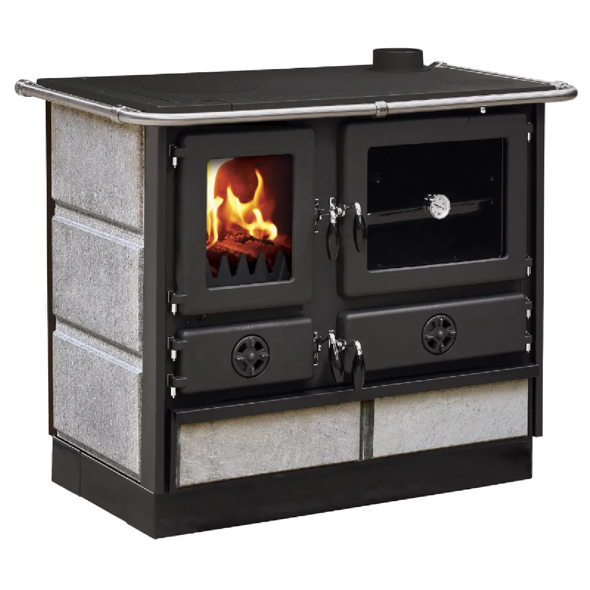 INTERSTOVES Cuisini&egrave;re &agrave; bois MAGNUM MBS en fonte Sortie c&ocirc;t&eacute; droit -