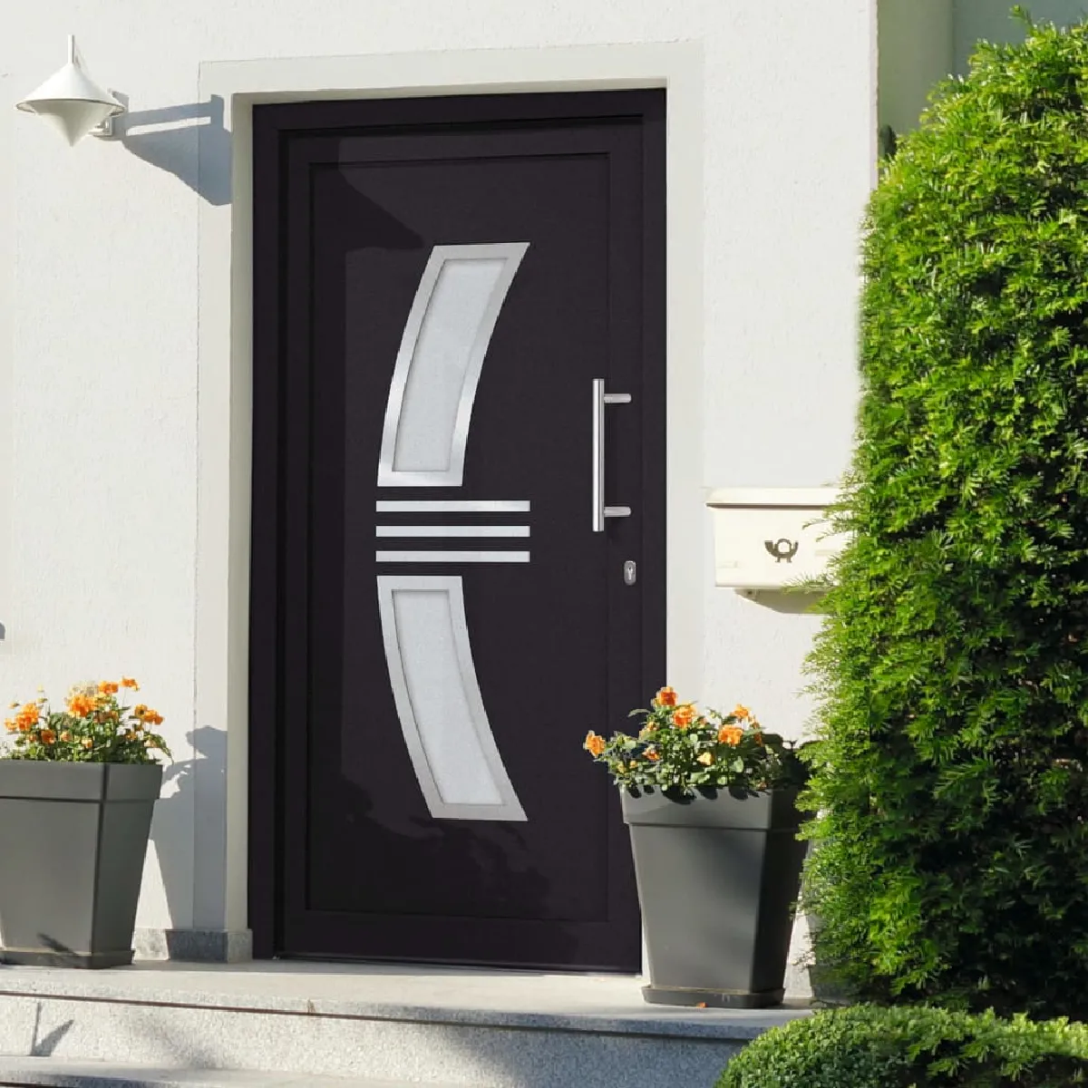 Porte d'entrée VidaXL anthracite/blanc - Aluminium/PVC 88x200 cm