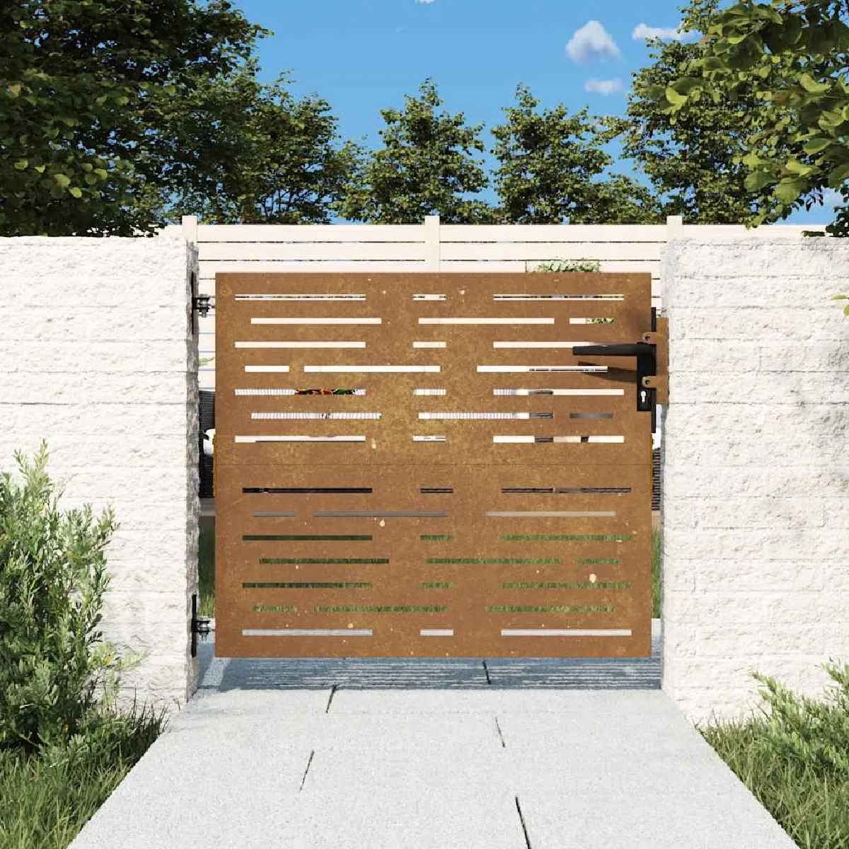 VIDAXL Portail de jardin acier corten Design carré - vue 4