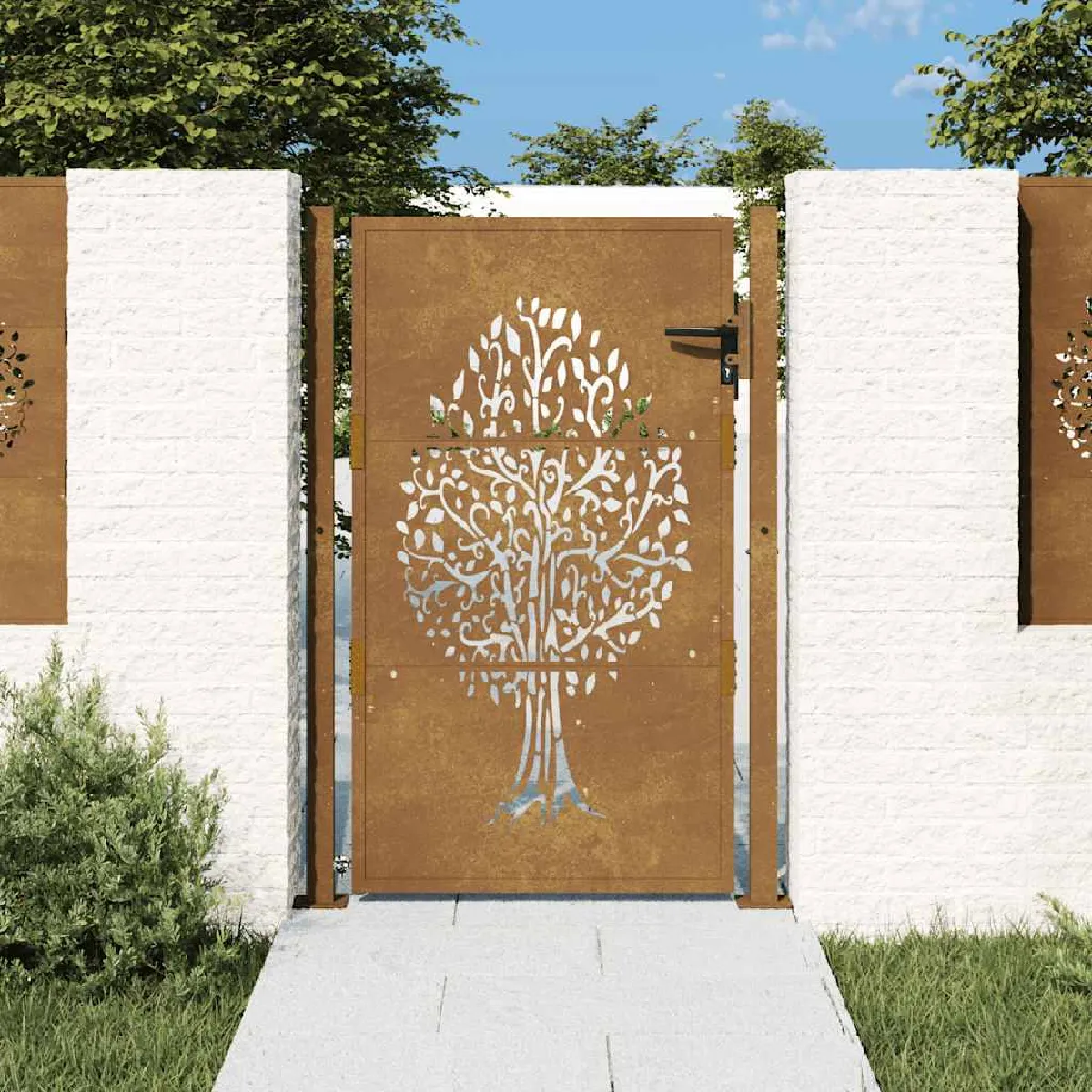 VIDAXL Portail de jardin acier corten Design arbre - vue 4