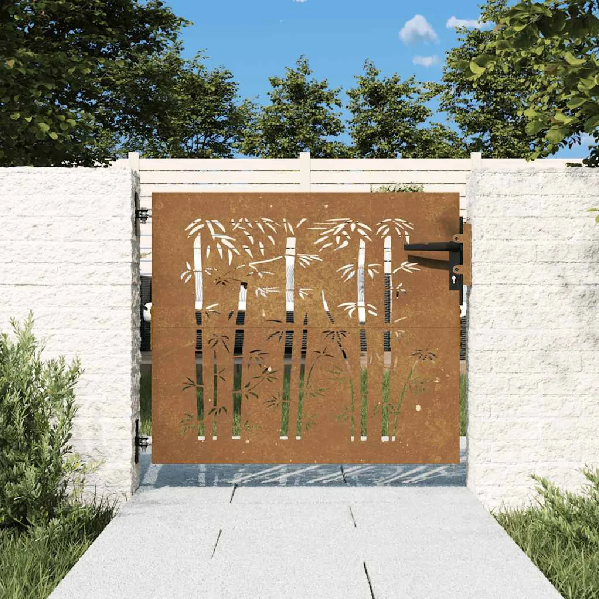 vidaXL Portail 85x75 cm acier corten - vue 2