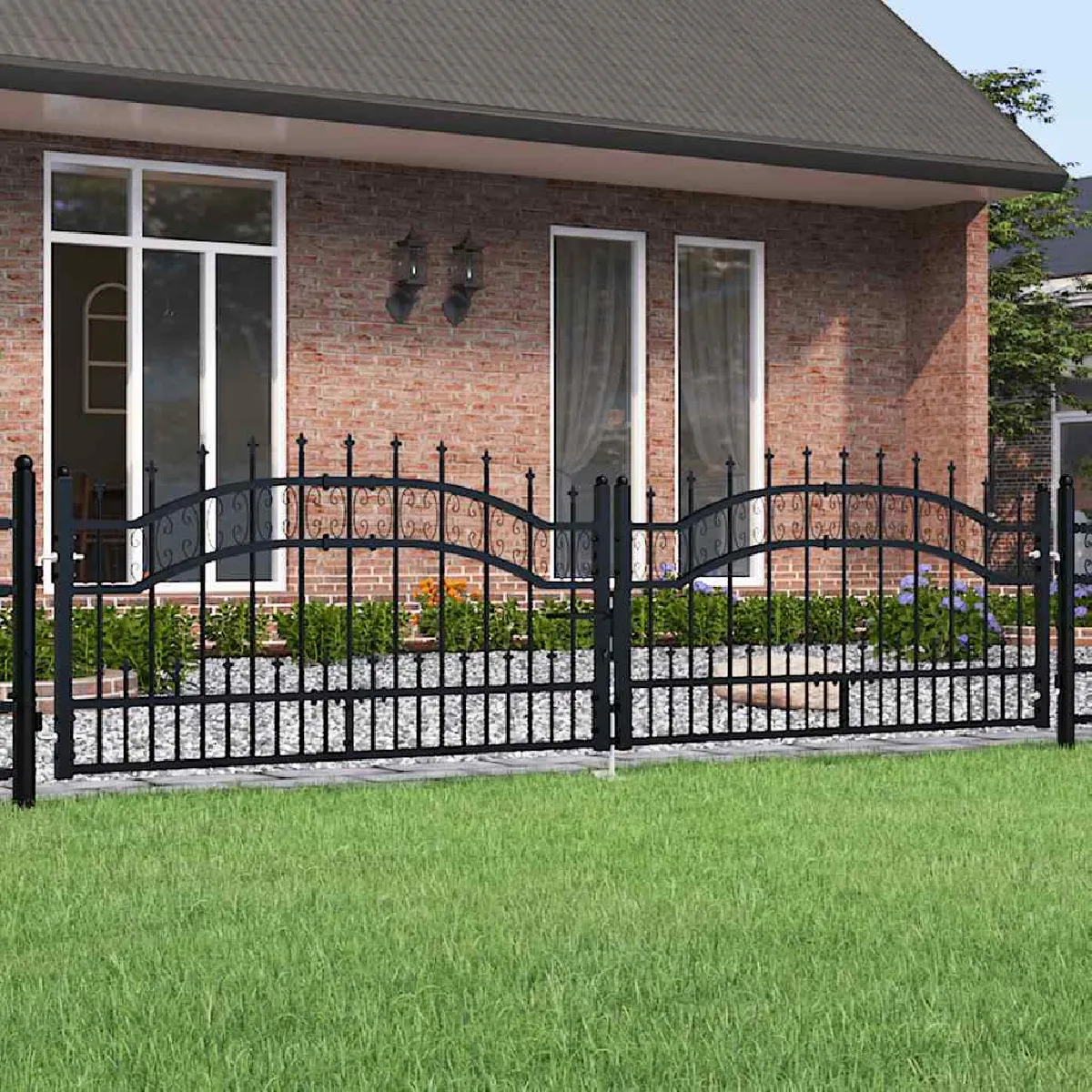 vidaXL Portail sommet de lance acier 305 x 120 cm - vue 2