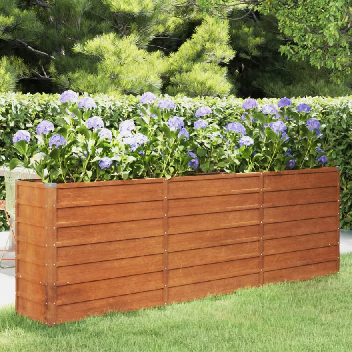 vidaXL Lit Surélevé de Jardin Jardinière Support pour Plantes Bac à Fleurs Pot de Fleurs Balcon Patio Extérieur Rouillé 151955 - vue 2