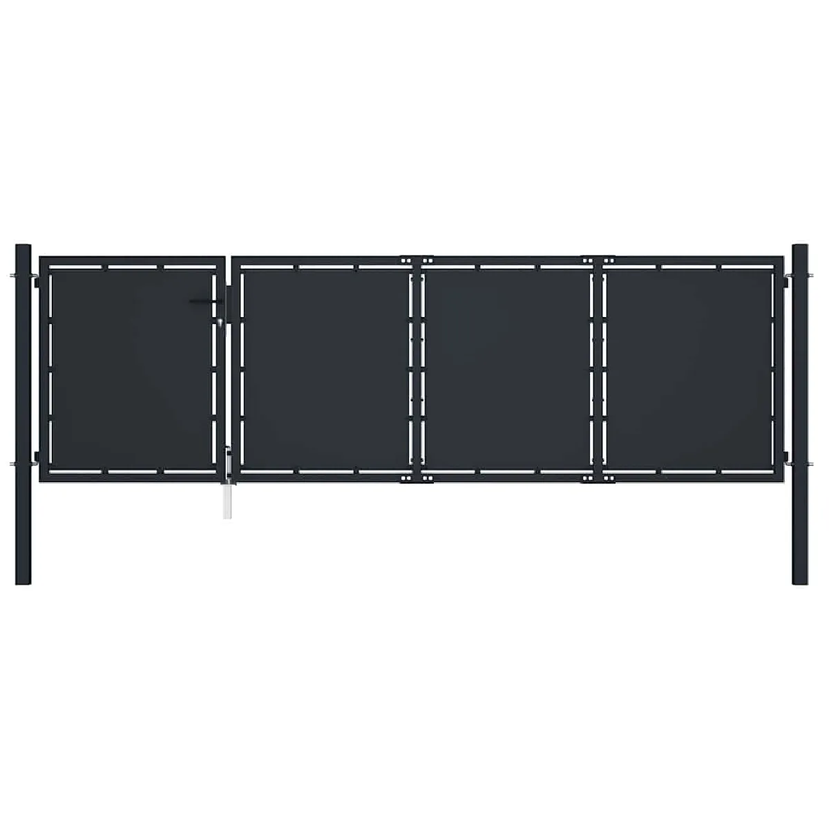 Vidaxl Gris Portail De Jardin - Acier - 350X100 Cm - Anthracite - Battant - Image 3