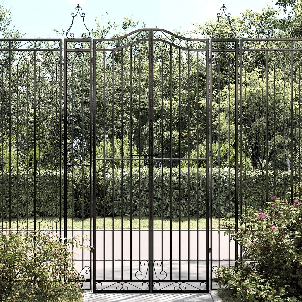 Vidaxl Portail jardin noir 121x8x200 cm - Fer forgé