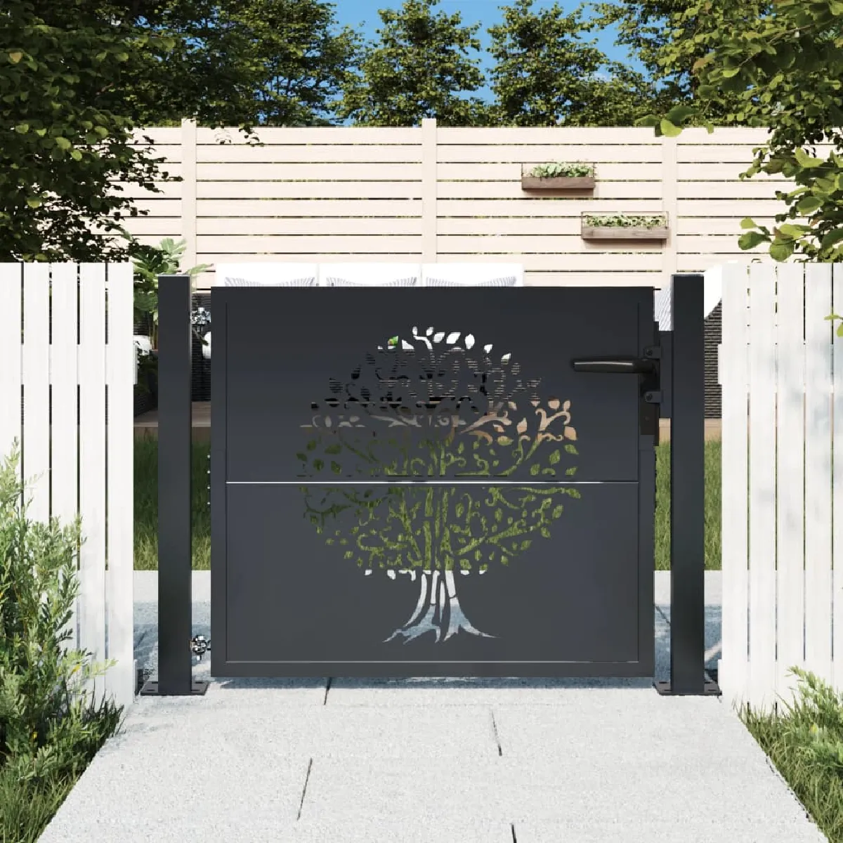 vidaXL Portail jardin anthracite 105x80 cm