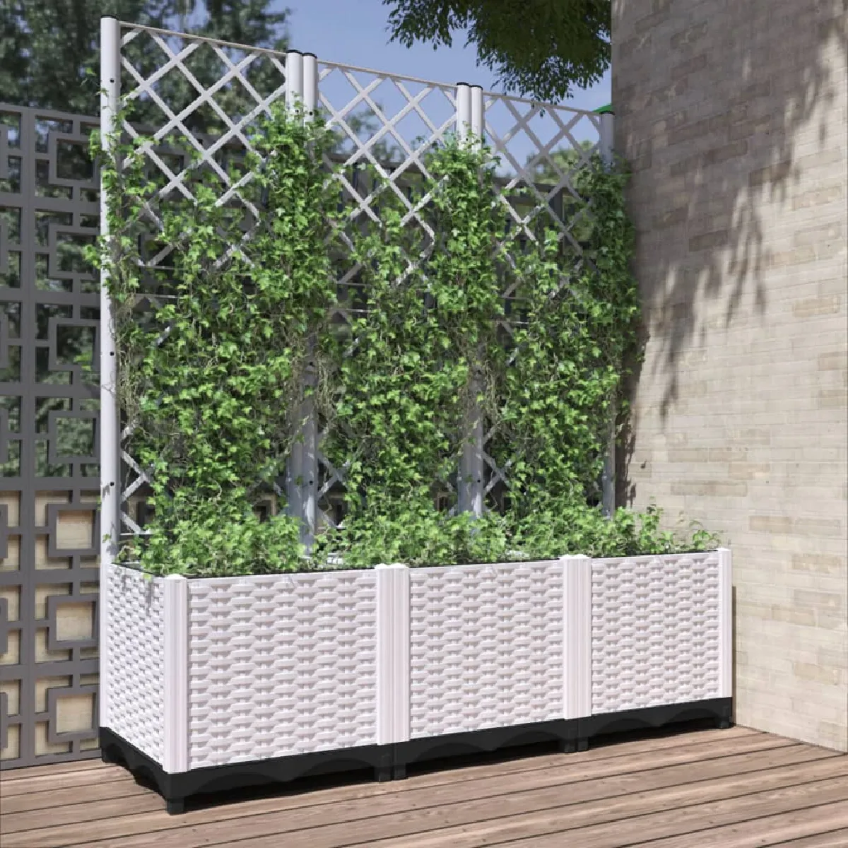 Vidaxl Jardinière avec treillis Blanc 120x40x136 cm PP 153284