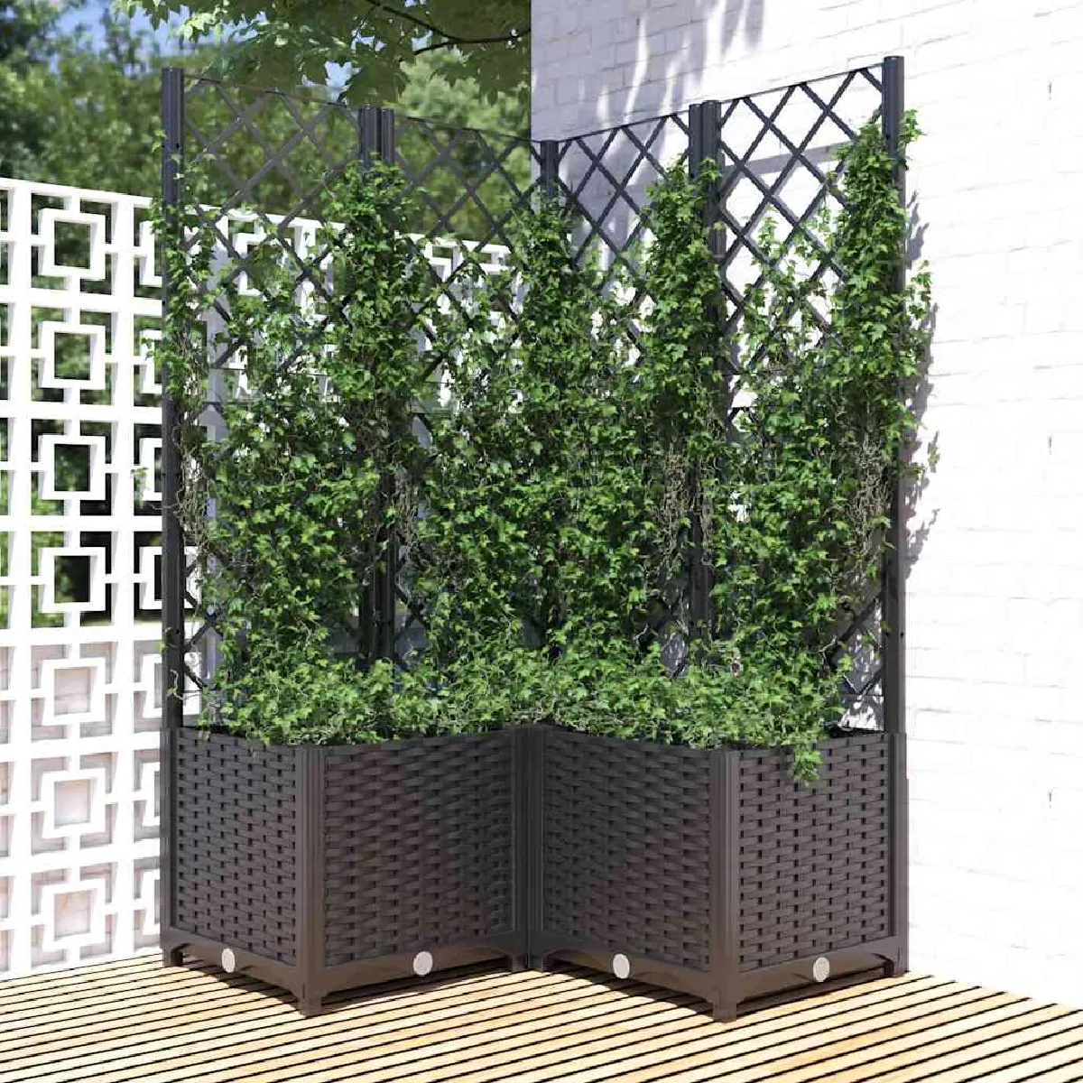 vidaXL Jardinière avec treillis 80x80x136 cm PP - vue 2