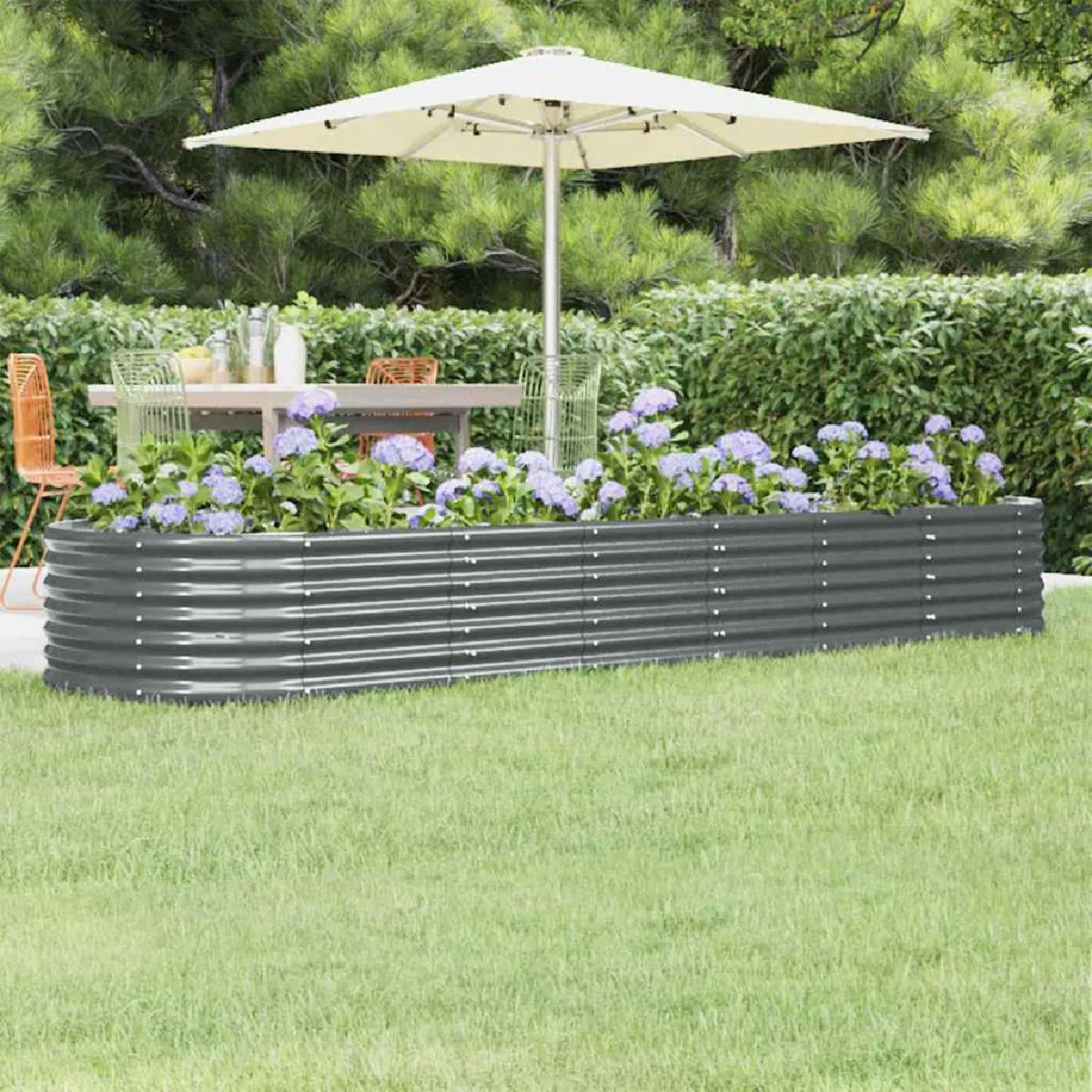 Non Communiqué Gris Lit Surélevé De Jardin Acier Enduit De Poudre Anthracite - Image 3
