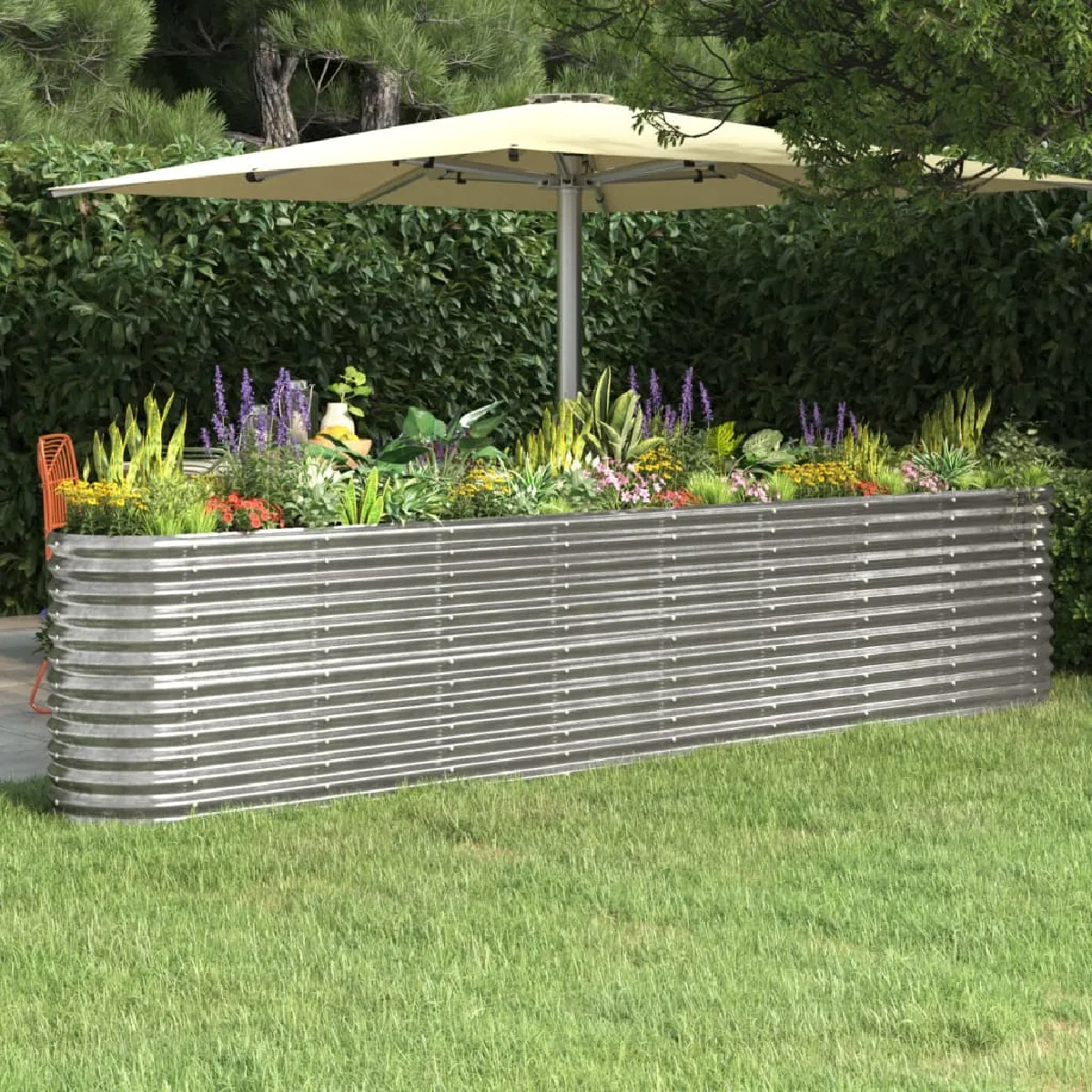 vidaXL Lit Surélevé de Jardin Pot à Fleurs Boîte à Plantes Lit Surélevé Patio Terrasse Extérieur Acier Enduit de 318912 - vue 2