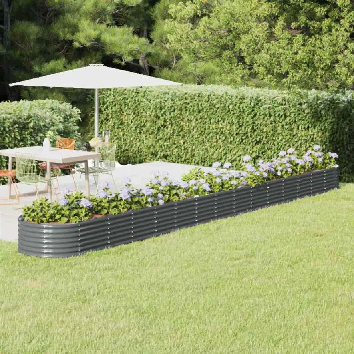 Non Communiqué Gris Lit Surélevé De Jardin Acier Enduit De Poudre Anthracite - Image 3