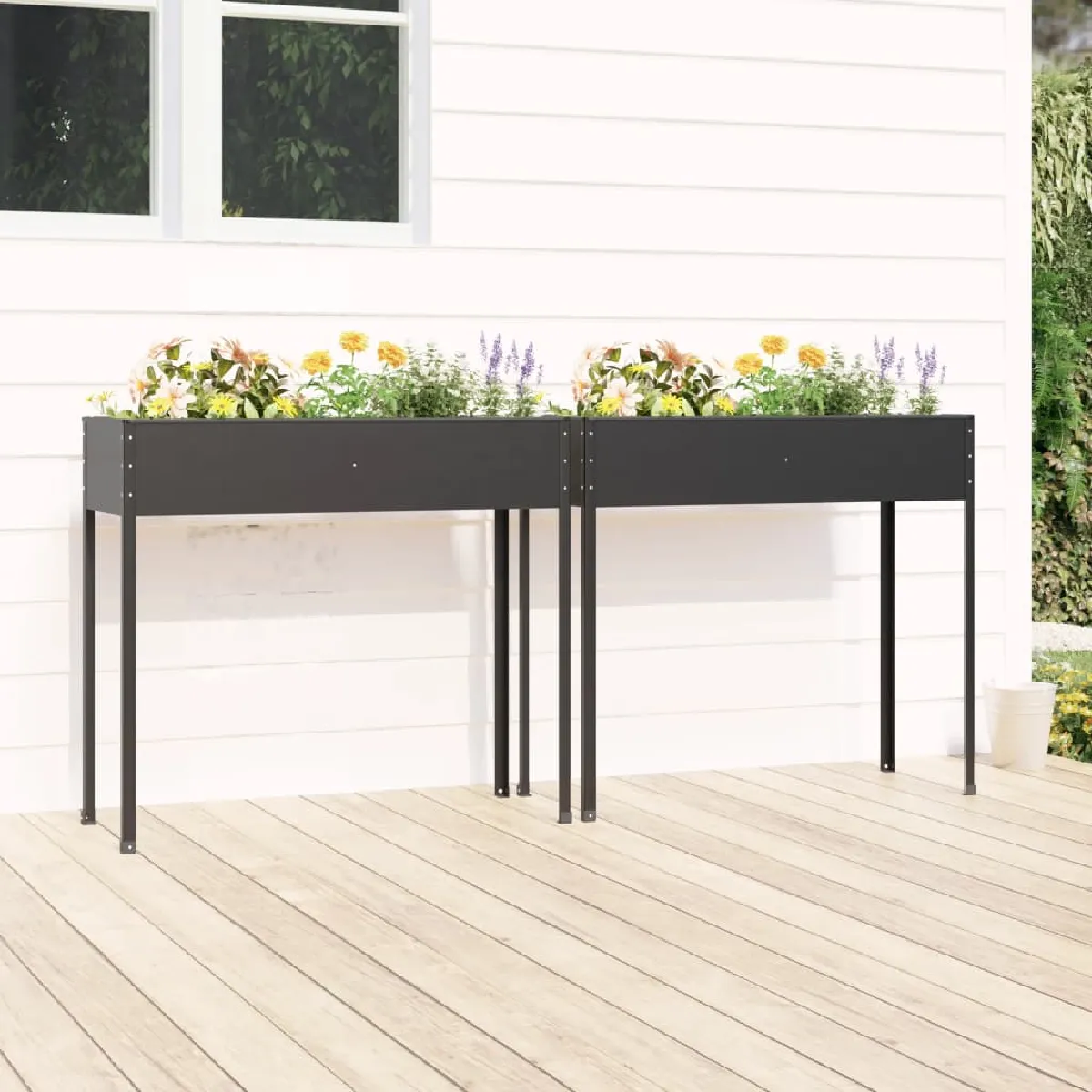VIDAXL - Jardinière - Acier Galvanisé - Anthracite - Lot de 2 - Image 2