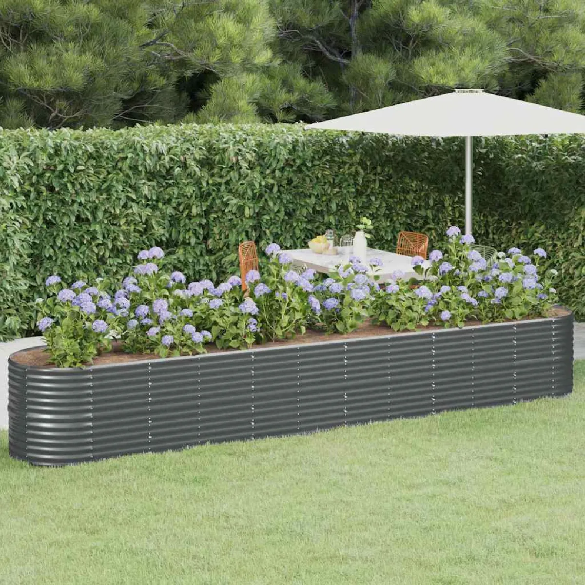 VIDAXL - Carré potager surélevé - Acier - Anthracite - Image 3