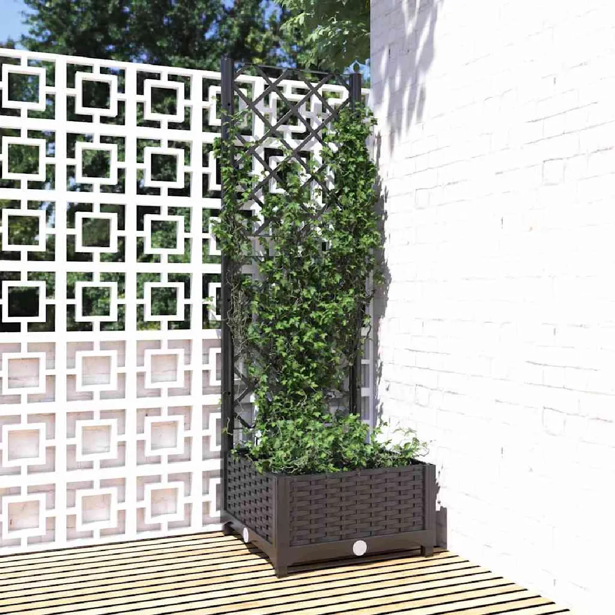Vidaxl Jardinière avec Treillis Noir - vue 4