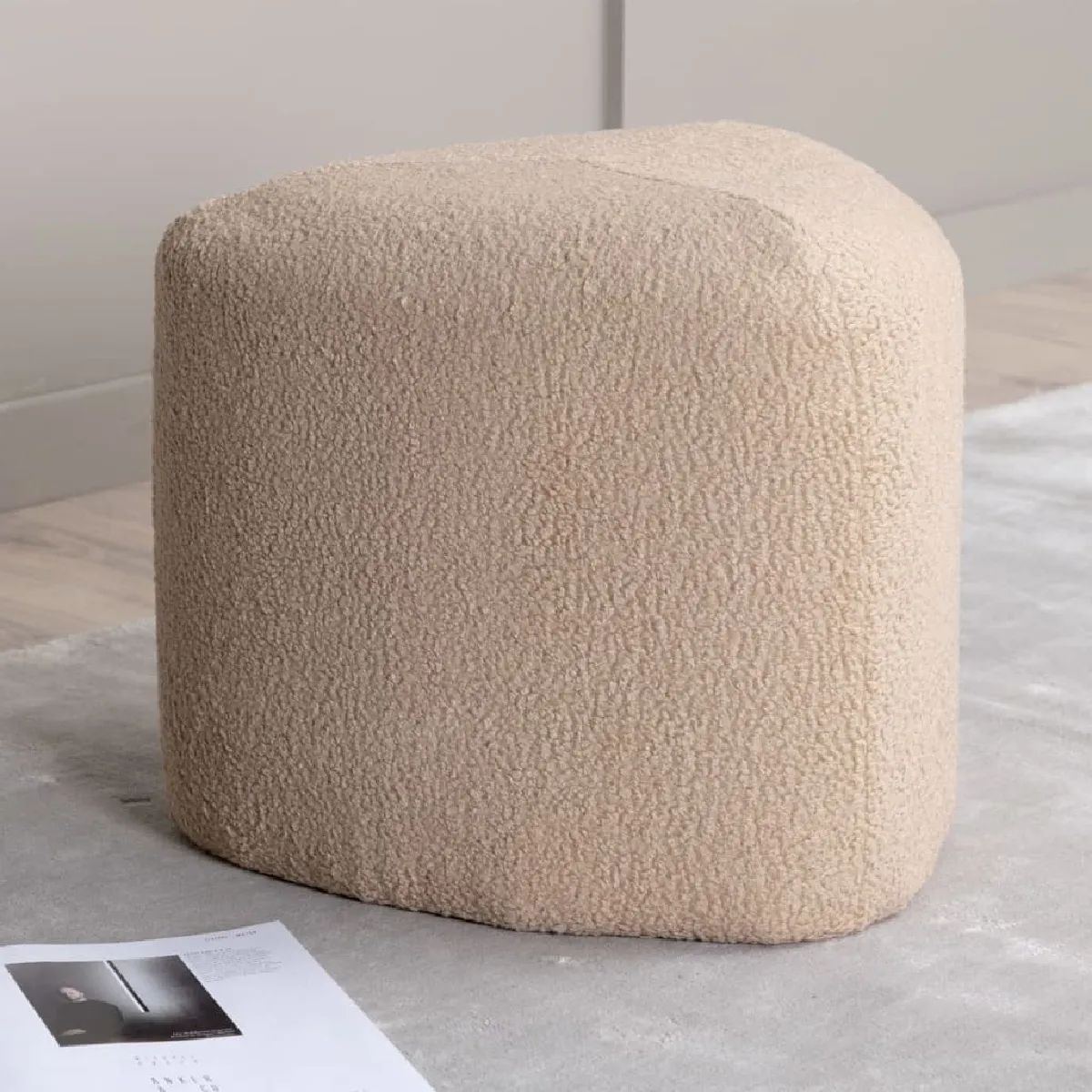 Venture Home Beige Pouf Peg Teddy