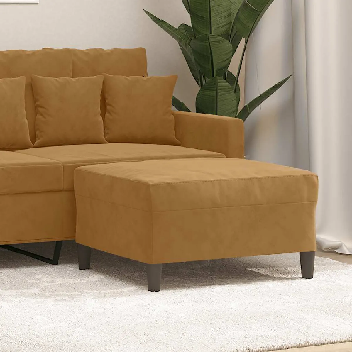 VIDAXL - Tabouret - Velours - Marron - 70x55x41 cm - Image 2