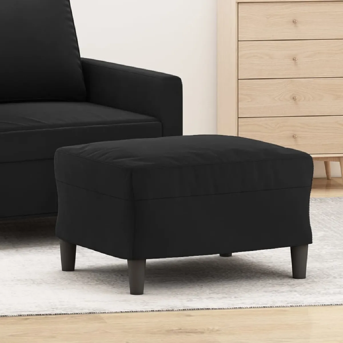 vidaXL - Pouf - Velours - Noir - 60x50x41 cm - Image 2
