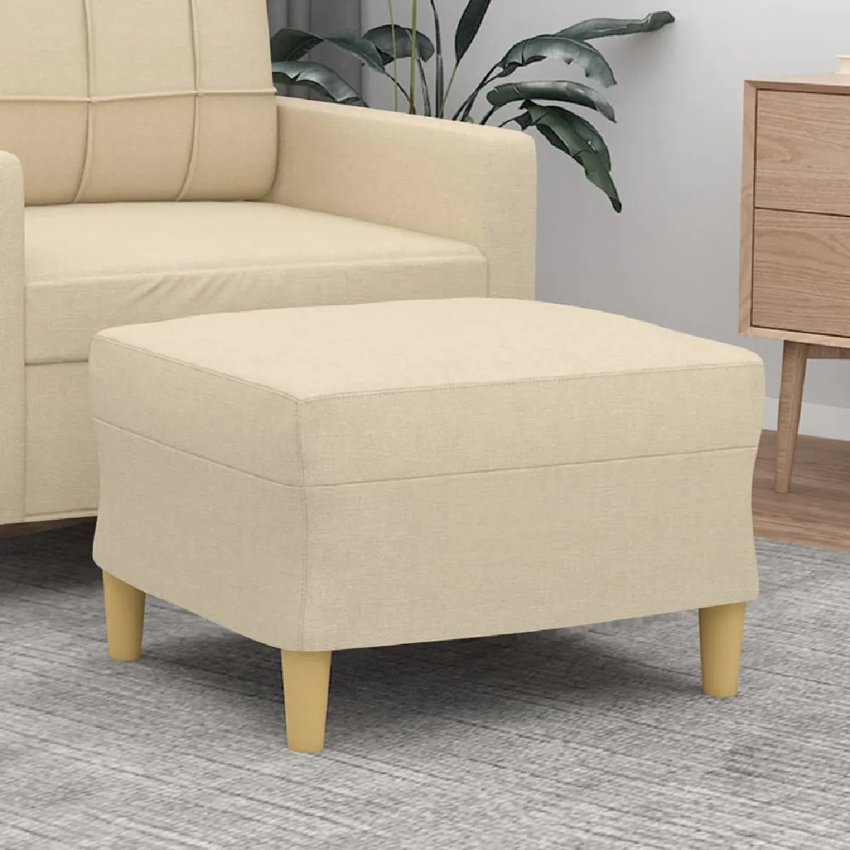 vidaXL - Pouf - Tabouret - Crème - 60x50x41 cm - Image 2