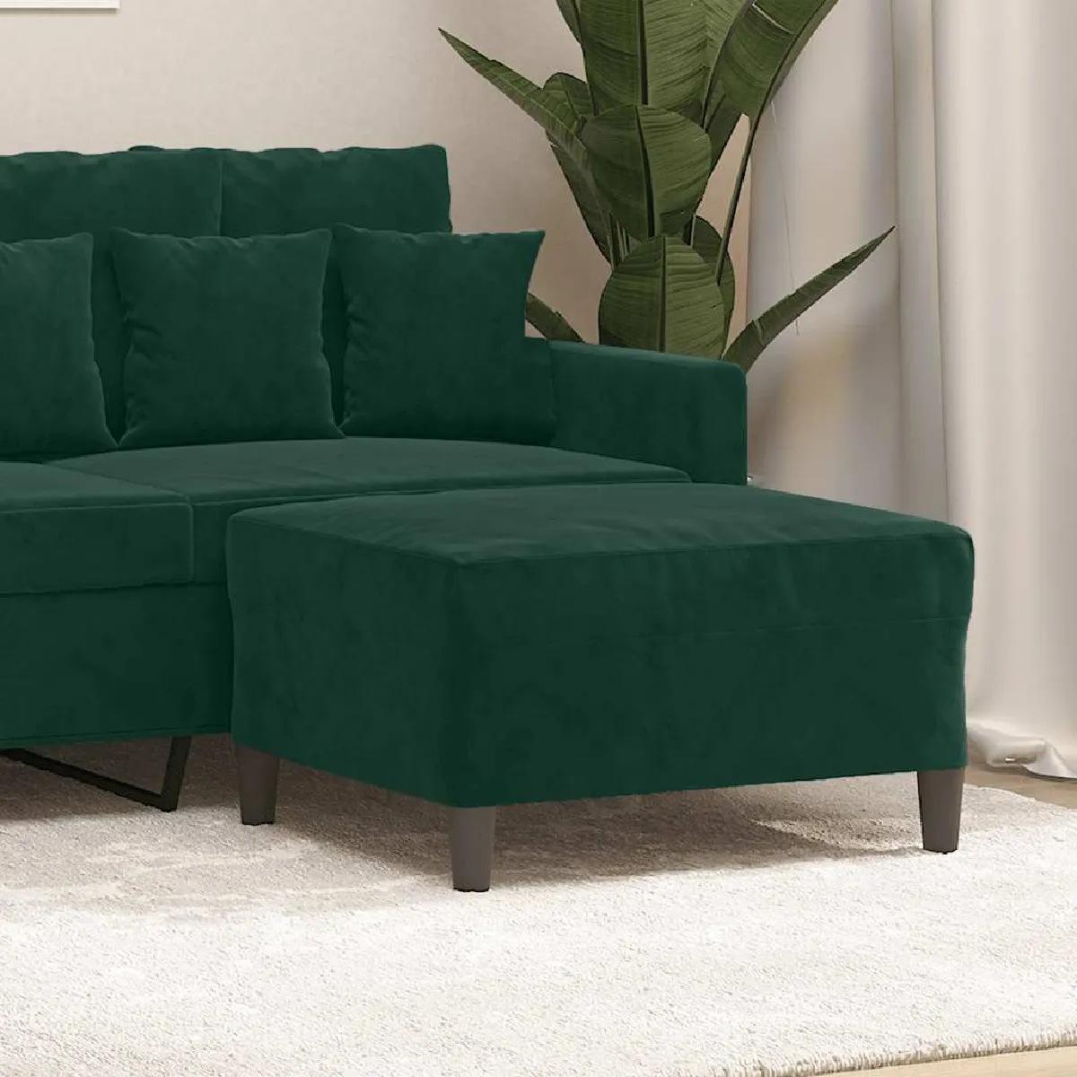 VIDAXL - Tabouret - Velours - Vert - 70x55x41 cm - Image 2