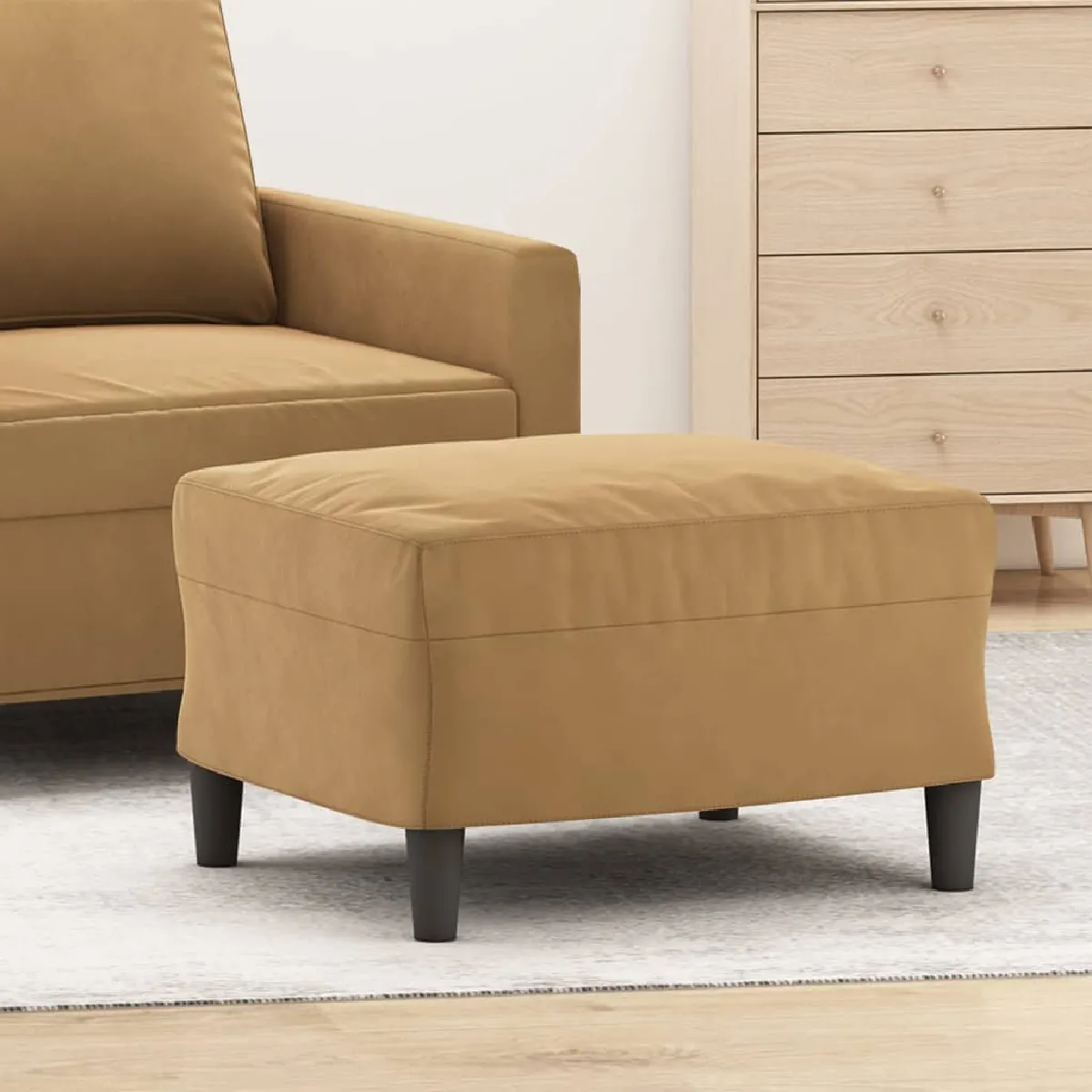 VIDAXL - Tabouret - Velours - Marron - 60x50x41 cm - Image 2