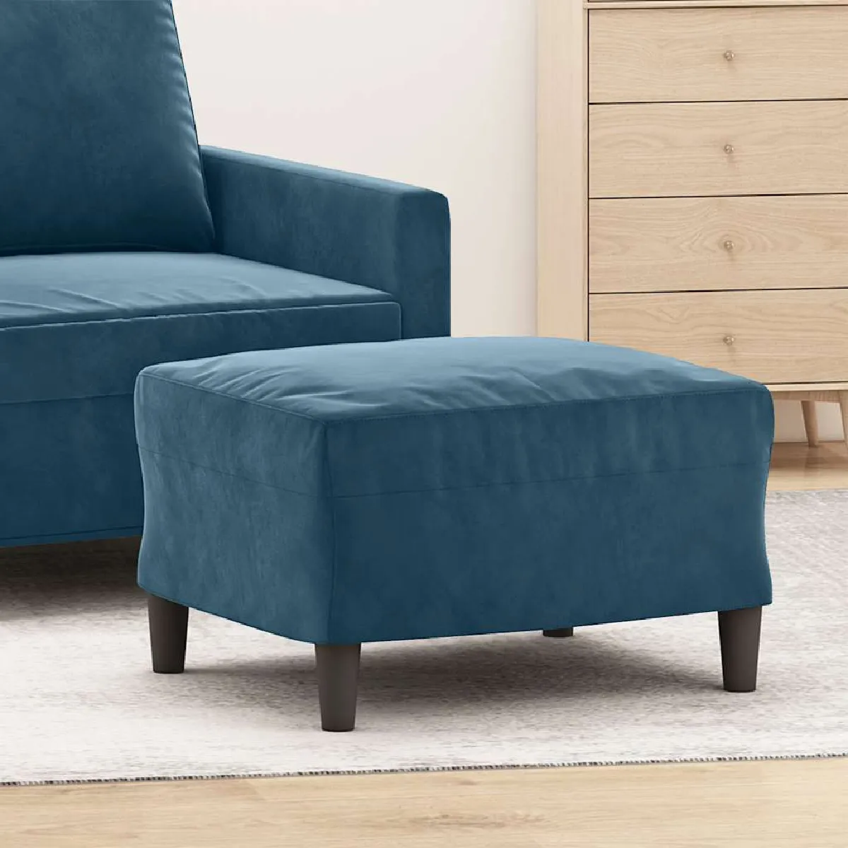VIDAXL - Pouf - Velours - Bleu - 60 x 50 x 41 cm - Image 2