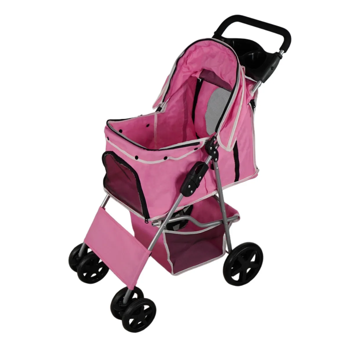 Non Communiqué Rose Poussette Pliable Pour Chien Chat Animaux De Compagnie - Max 15Kg - Image 4