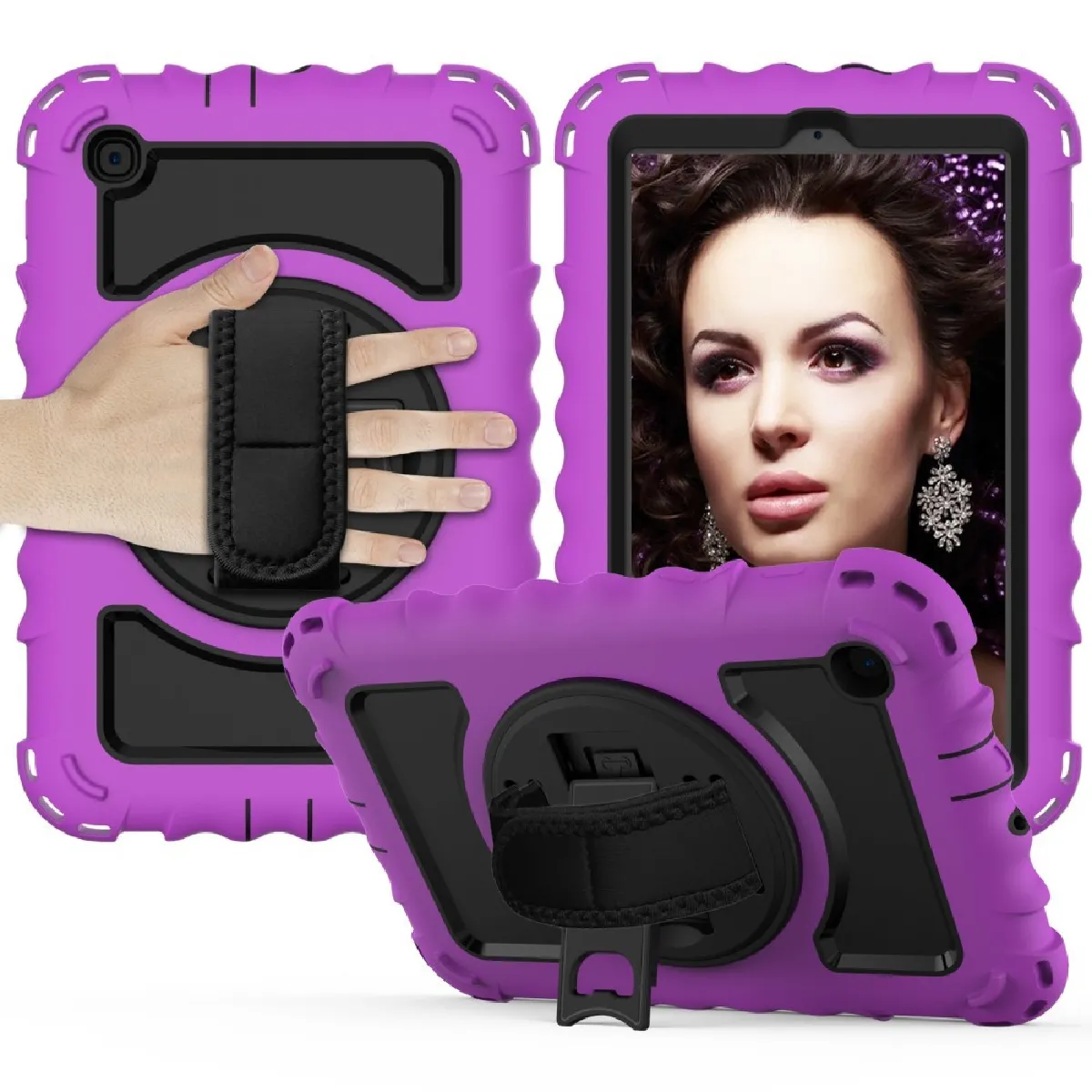 Générique Violet Coque Avec Sangle Et Béquille Pivotante Pour Samsung Galaxy Tab A 8.4 (2020)