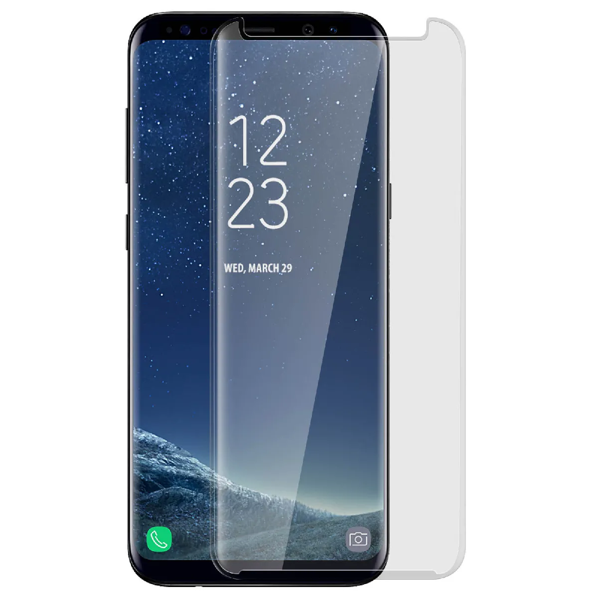 Avizar Protection D'écran Pour Galaxy S8 En Verre Trempé 9H Incurvé Transparent