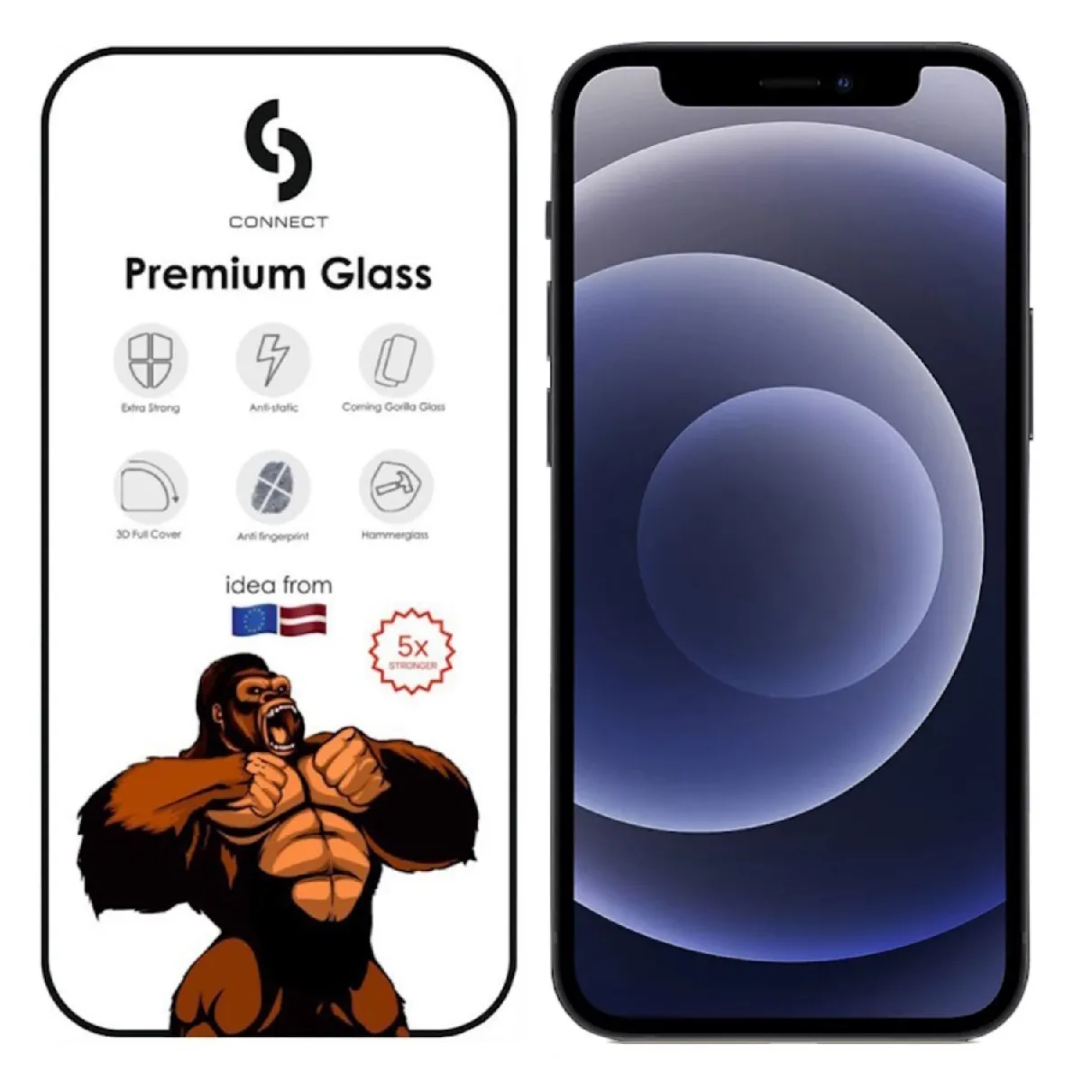 Connect Protection D'écran En Verre Trempé Pour Apple Iphone 12 / 12 Pro